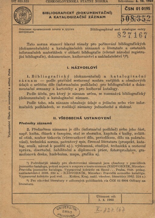 Bibliografický (dokumentační) a katalogizační záznam