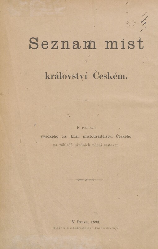 Seznam míst v království Českém