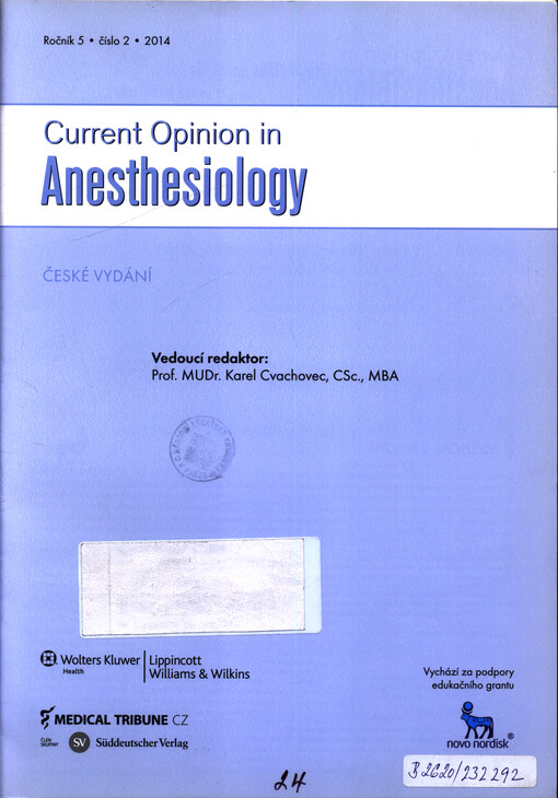 Current opinion in anesthesiology : české vydání