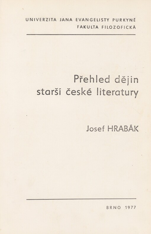Přehled dějin starší české literatury