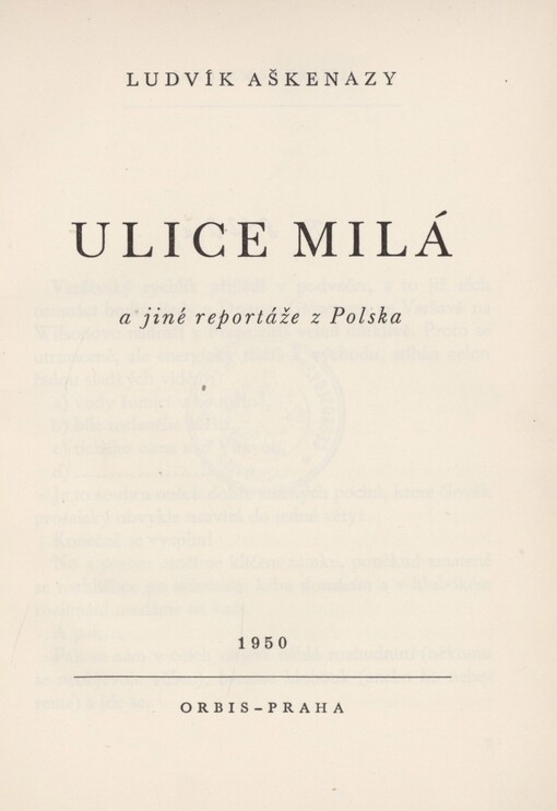 Ulice milá a jiné reportáže z Polska