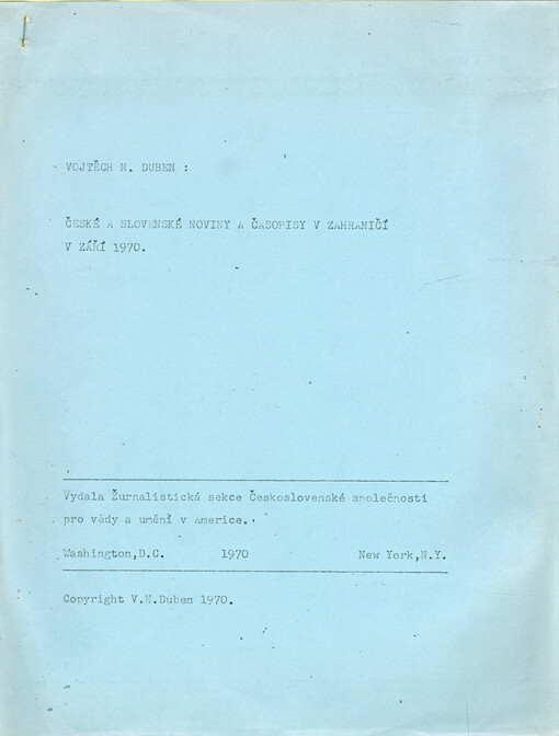 České a slovenské noviny a časopisy v zahraničí v září 1970
