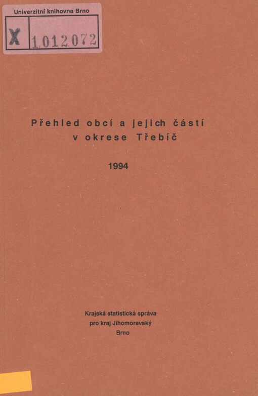 Přehled obcí a jejich částí v okrese Třebíč. 1994