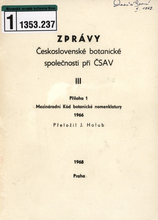 Mezinárodní Kód botanické nomenklatury 1966