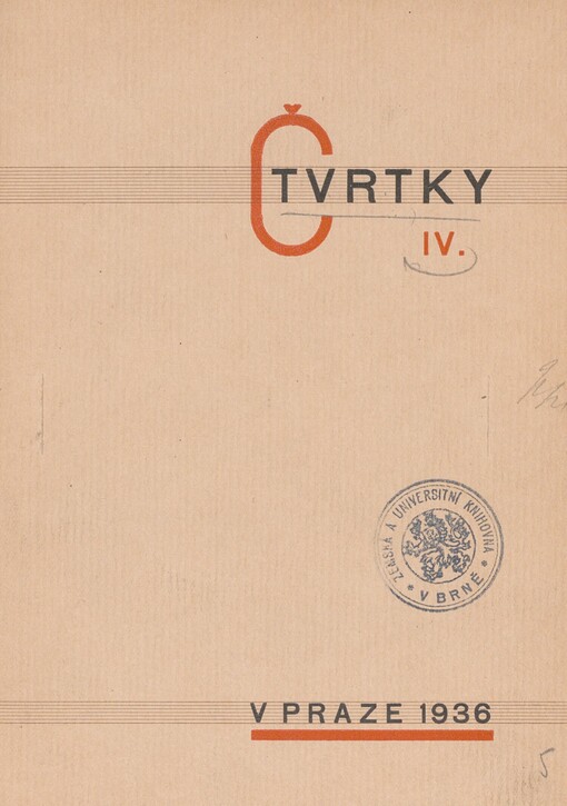 Čtvrtky: vzpomínky a žertíky kroužku přátel prof. Jana Voborníka a malíře Adolfa Kašpara. Kn. 4