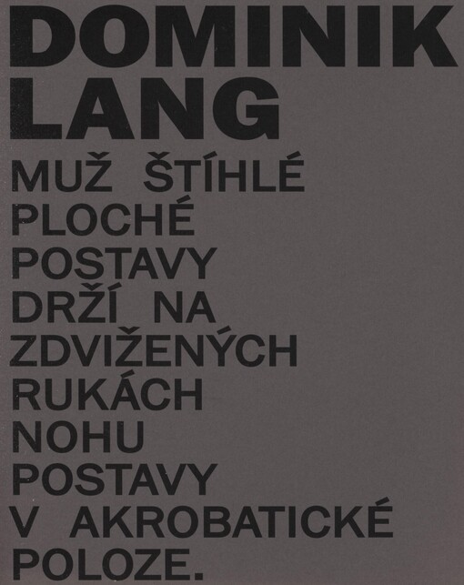 Dominik Lang: muž štíhlé ploché postavy drží na zdvižených rukách nohu postavy v akrobatické poloze