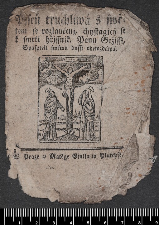 Pjseň truchliwá swětem se rozlaučenj, chystagjcý se k smrti hřjssnjk, Panu Gežjssi, Spasyteli swému dussi odewzdáwá