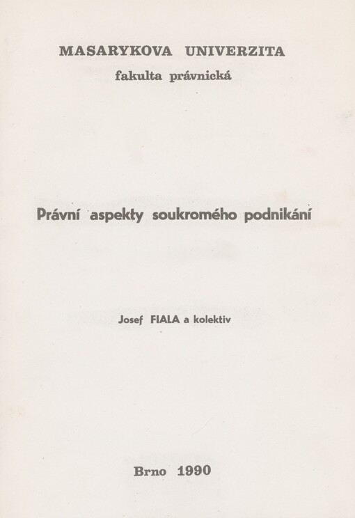 Právní aspekty soukromého podnikání