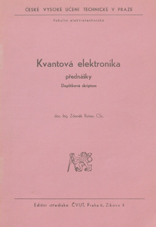 Kvantová elektronika: přednášky : doplňkové skriptum