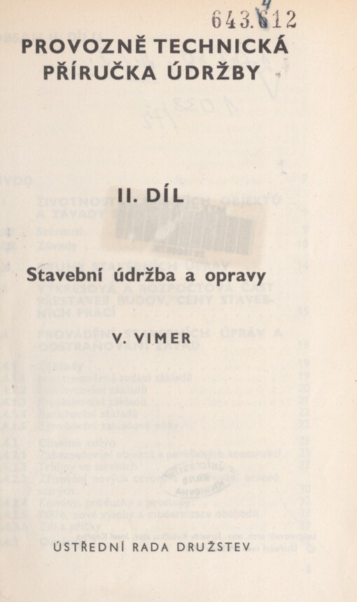 Provozně technická příručka údržby. Díl 2. Stavební údržba a opravy