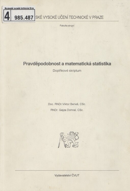 Pravděpodobnost a matematická statistika: doplňkové skriptum