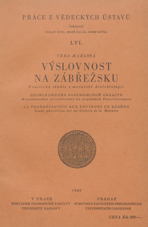 Výslovnost na Zábřežsku: Fonetická studie z moravské dialektologie