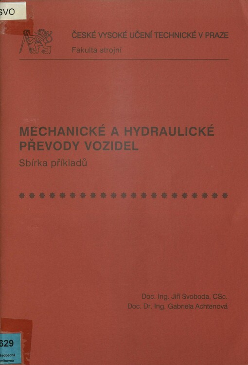 Mechanické a hydraulické převody vozidel: sbírka příkladů