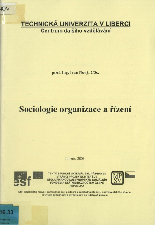 Sociologie organizace a řízení