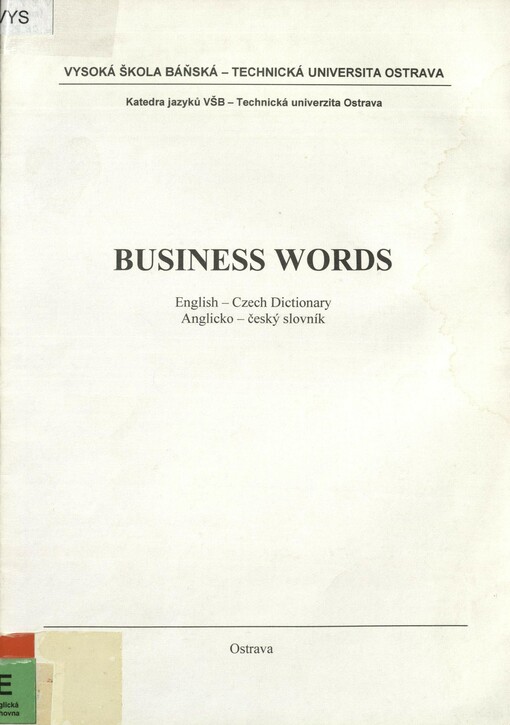 Business words: English-Czech dictionary = Anglicko-český slovník