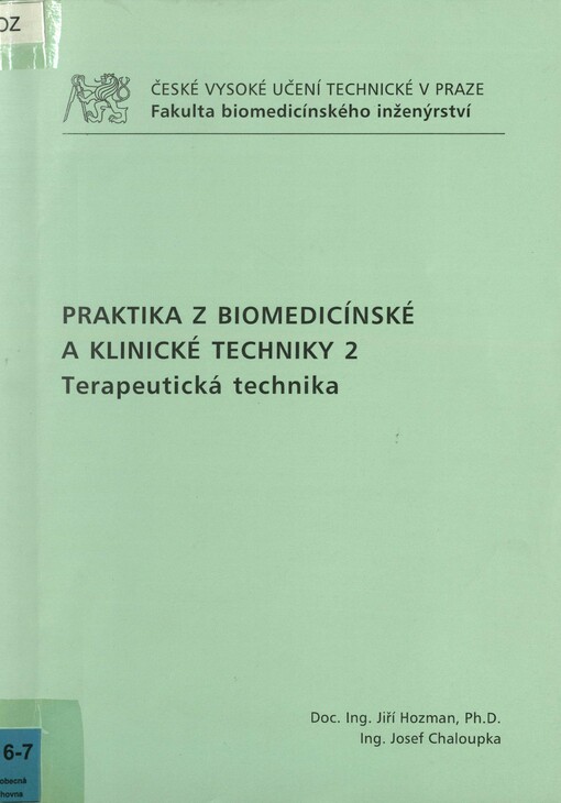 Praktika z biomedicínské a klinické techniky. 2. Terapeutická technika