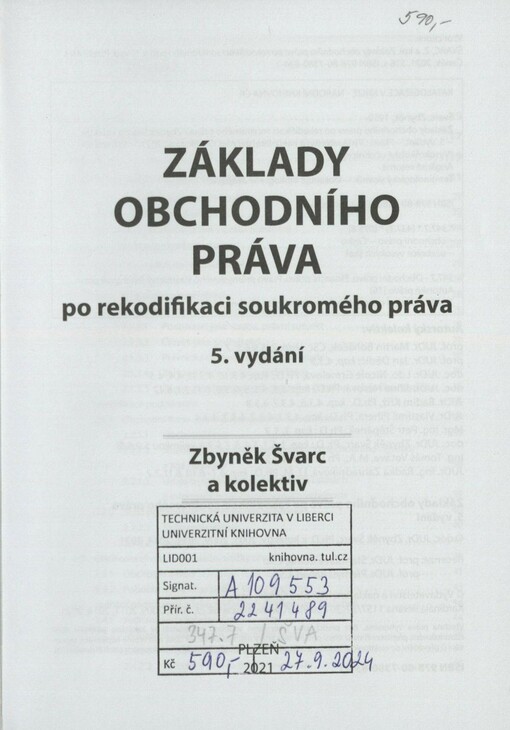 Základy obchodního práva po rekodifikaci soukromého práva
