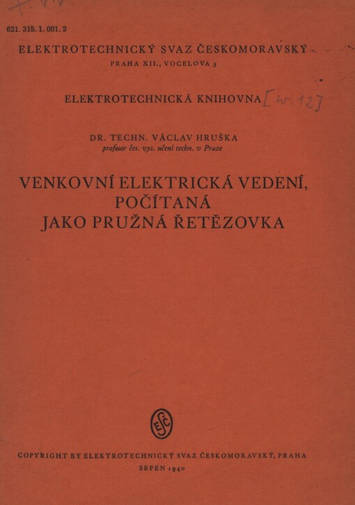 Venkovní elektrická vedení, počítaná jako pružná řetězovka