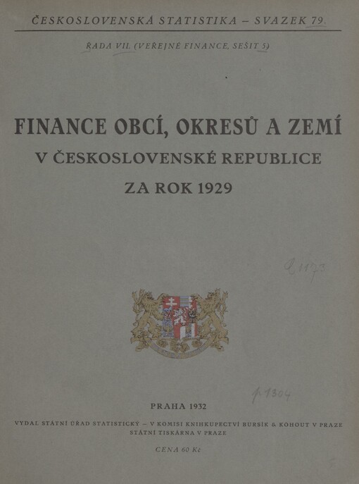 Finance obcí, okresů a zemí v Československé republice: za rok 1929
