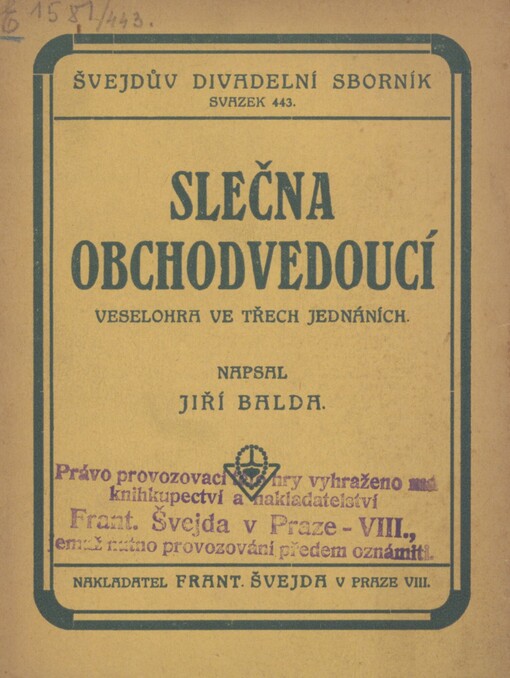 Slečna obchodvedoucí: veselohra ve třech jednáních
