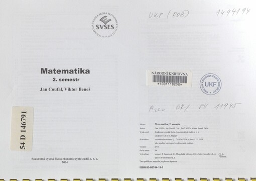 Matematika: 2. semestr