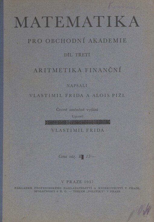 Matematika pro obchodní akademie. Díl třetí. Aritmetika finanční