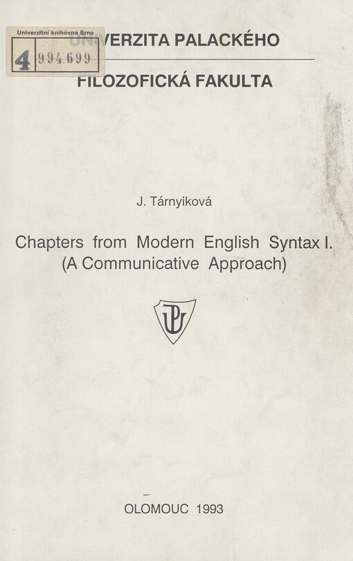 Chapters from Modern English Syntax I: (A Communicative Approach)