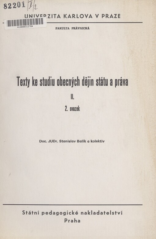 Texty ke studiu obecných dějin státu a práva. II., 2. svazek