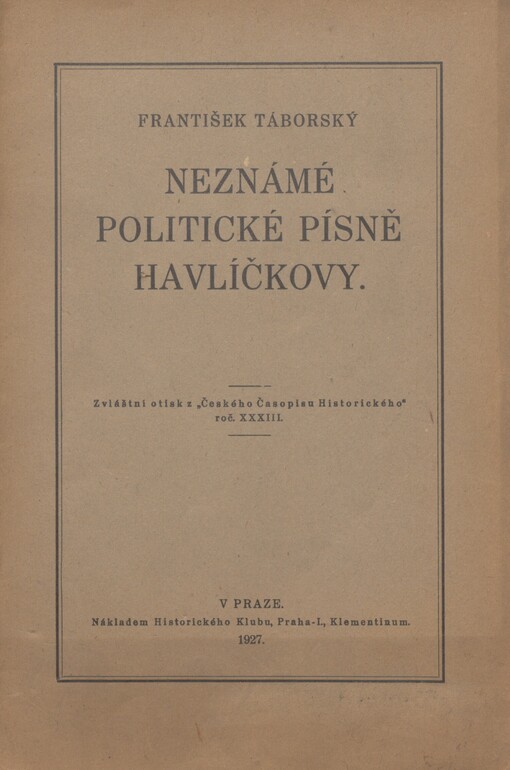 Neznámé politické písně Havlíčkovy