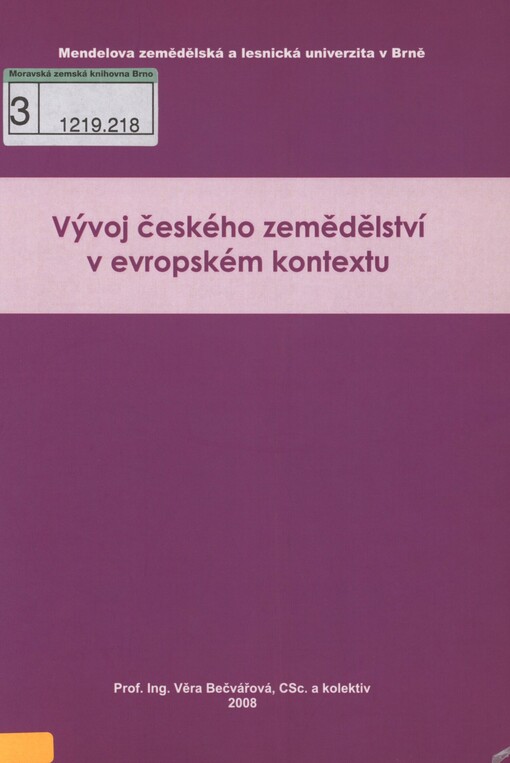 Vývoj českého zemědělství v evropském kontextu