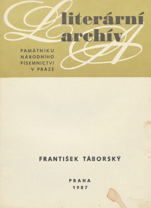 František Táborský (1858-1940): literární pozůstalost