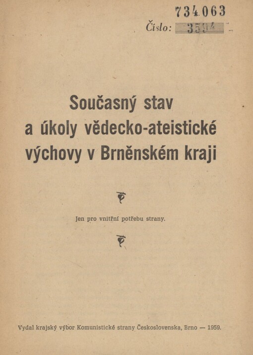 Současný stav a úkoly vědecko-ateistické výchovy v Brněnském kraji