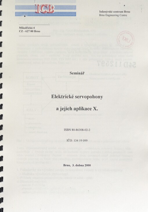 Elektrické servopohony a jejich aplikace X: seminář, Brno 3. dubna 2000