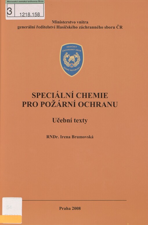 Speciální chemie pro požární ochranu: učební texty