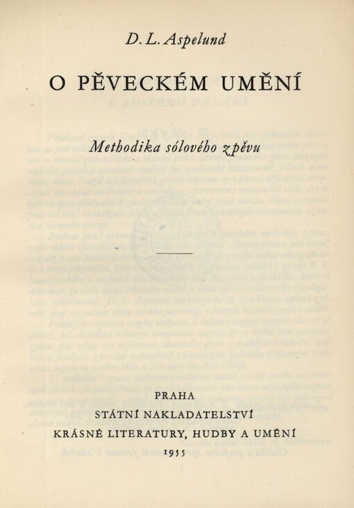 O pěveckém umění: methodika sólového zpěvu