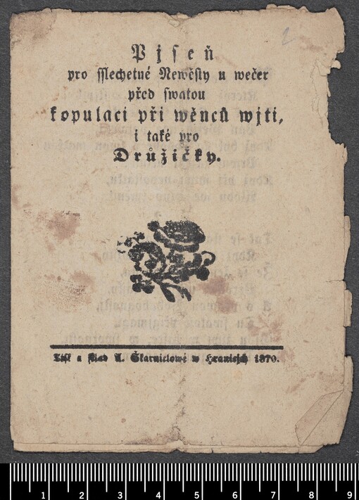 Pjseň pro sslechetné Newěsty u wečer před swatou kopulaci při wěnců wjti, i také pro Drůžičky