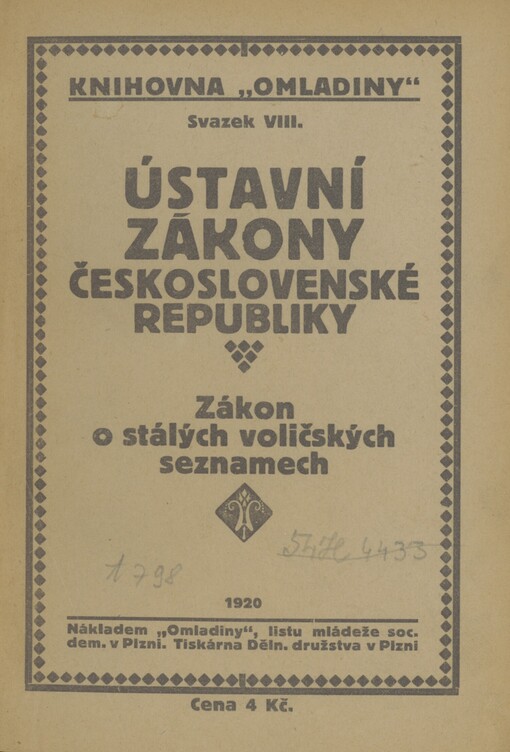 Ústavní zákony československé republiky: Zákon o stálých voličských seznamech