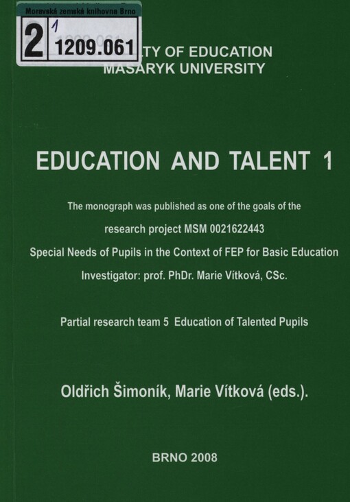 Education and talent: partial research team 5 - Education of talented pupils