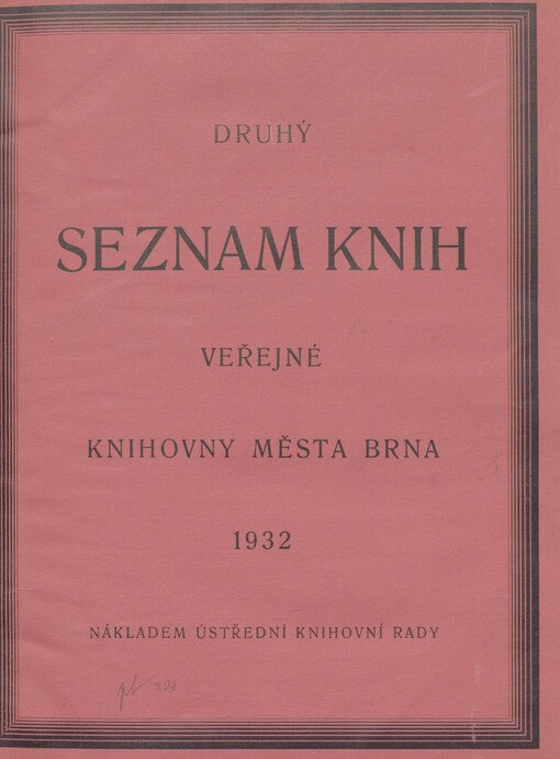 Druhý seznam knih Veřejné knihovny města Brna