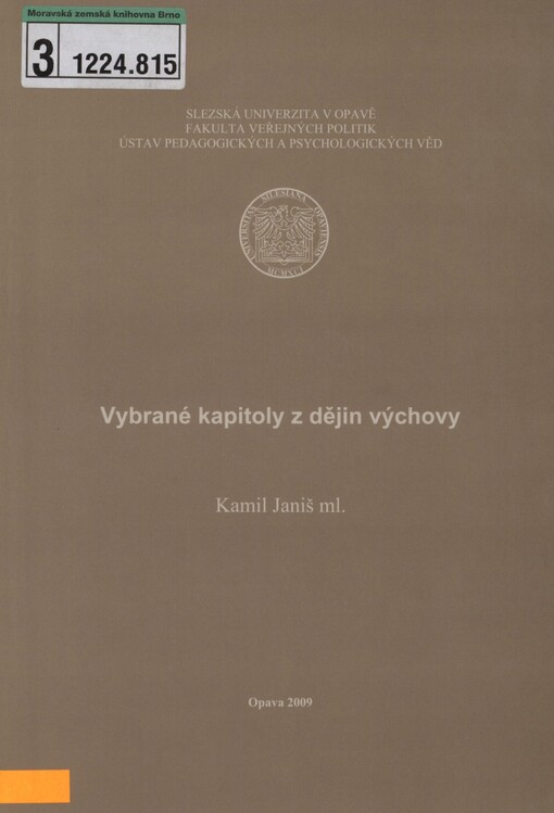 Vybrané kapitoly z dějin výchovy