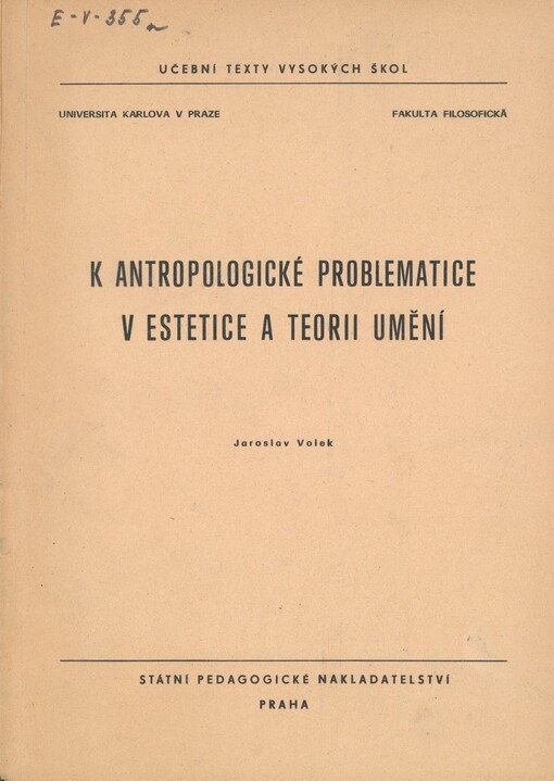 K antropologické problematice v estetice a teorii umění
