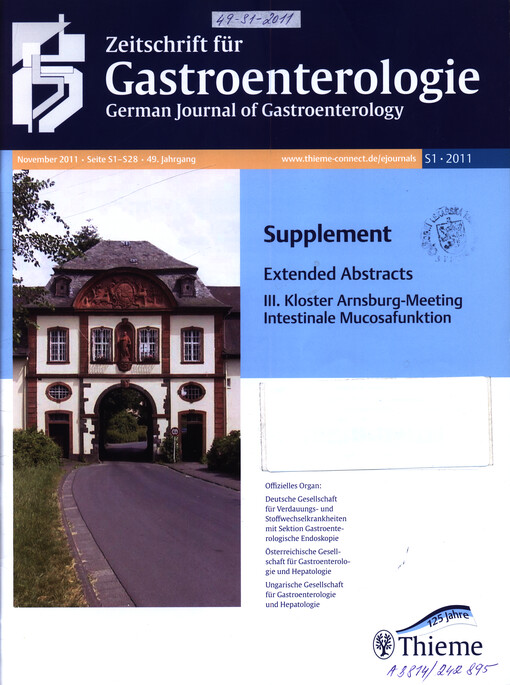 Extended abstracts : III. Kloster Arnsburg-Meeting Intestinale Mucosafunktion