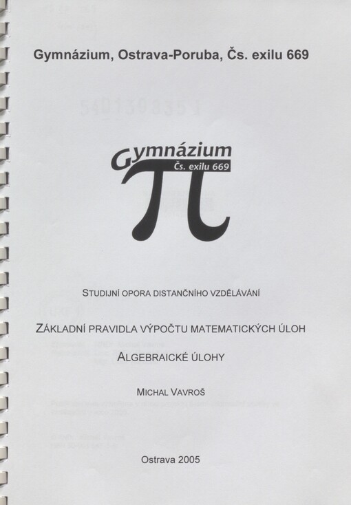Základní pravidla výpočtu matematických úloh: algebraické úlohy