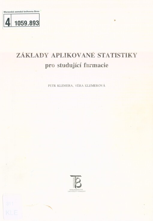Základy aplikované statistiky pro studující farmacie