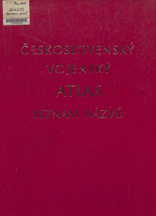 Československý vojenský atlas: seznam názvů