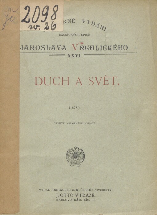 Duch a svět: básně Jaroslava Vrchlického (1878). 4