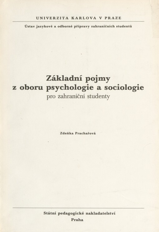 Základní pojmy z oboru psychologie a sociologie pro zahraniční studenty