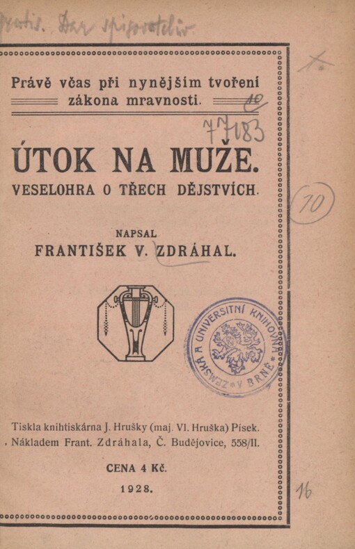 Útok na muže: veselohra o třech dějstvích