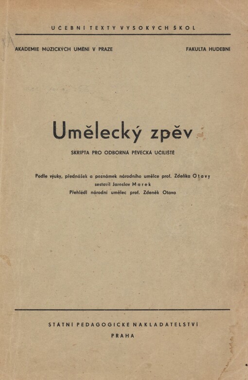 Umělecký zpěv: skripta pro odborná pěvecká učiliště