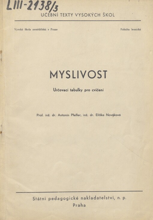 Myslivost: určovací tabulky pro cvičení